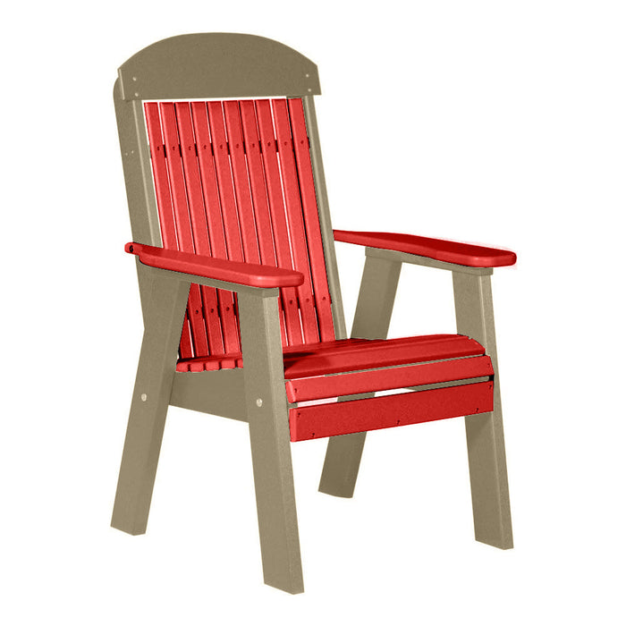LuxCraft Red 2' Classic Highback Recycled Plastic Chair With Cup Holder