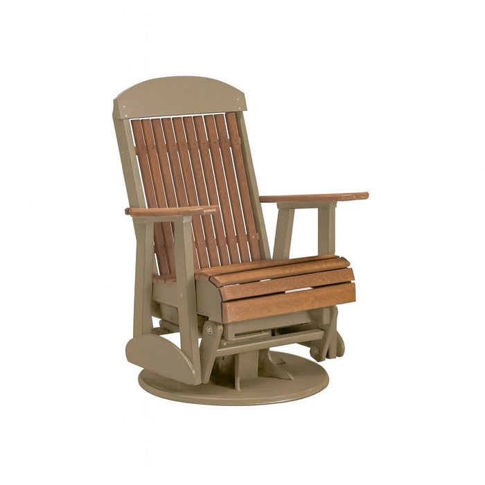 LuxCraft Antique Mahogany 2 foot Classic Highback Recycled Plastic Swivel Glider Chair