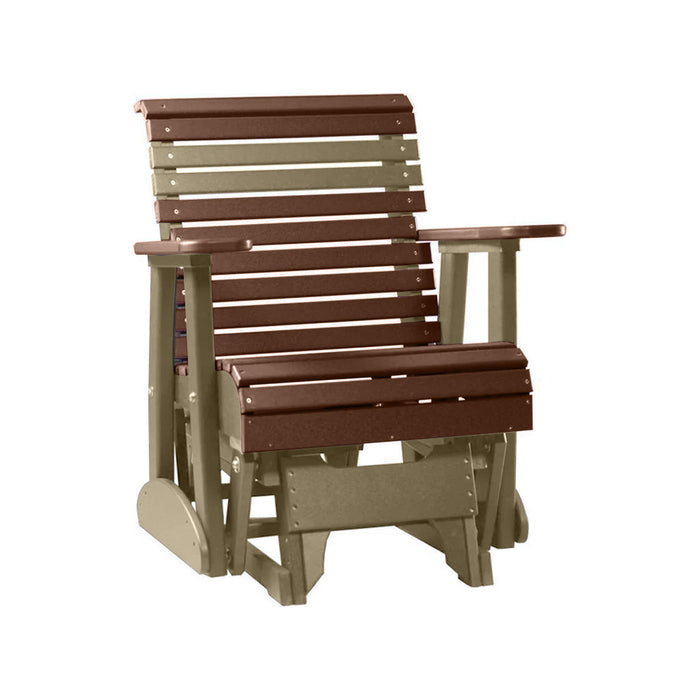 LuxCraft Chestnut Brown 2 foot Rollback Recycled Plastic Glider Chair