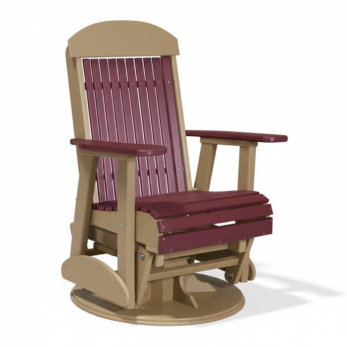 LuxCraft Cherrywood 2 foot Classic Highback Recycled Plastic Swivel Glider Chair With Cup Holder