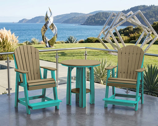 LuxCraft Aruba Blue on Weatherwood Poly Balcony Table Dining Sets