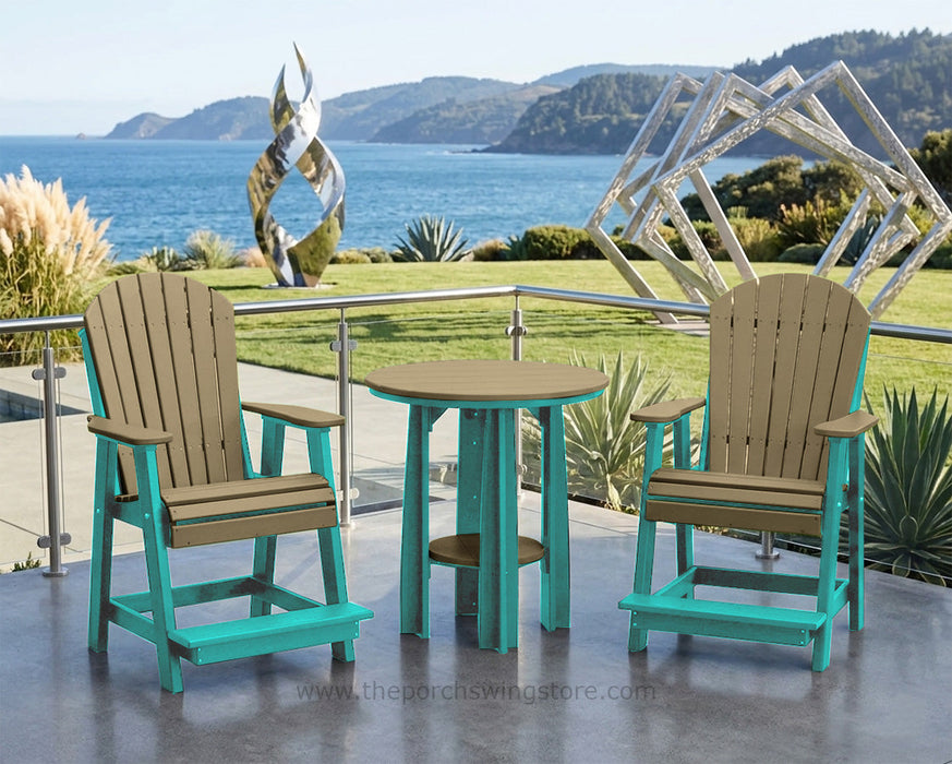 LuxCraft Aruba Blue on Weatherwood Poly Balcony Table Dining Sets
