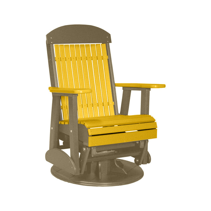 LuxCraft Yellow 2 foot Classic Highback Recycled Plastic Swivel Glider Chair