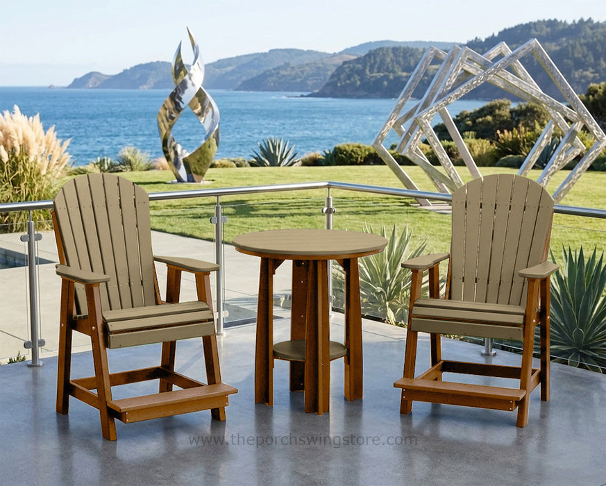 LuxCraft Antique Mahogany on Weatherwood Poly Balcony Dining Table Sets