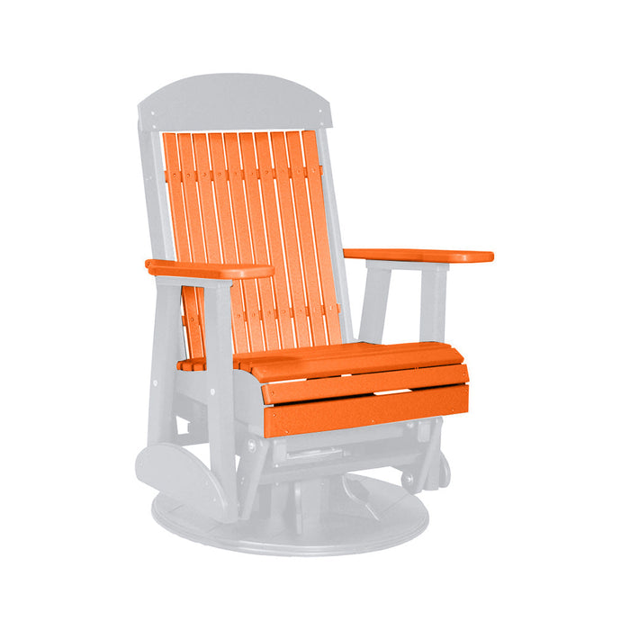 LuxCraft Tangerine 2 foot Classic Highback Recycled Plastic Swivel Glider Chair With Cup Holder