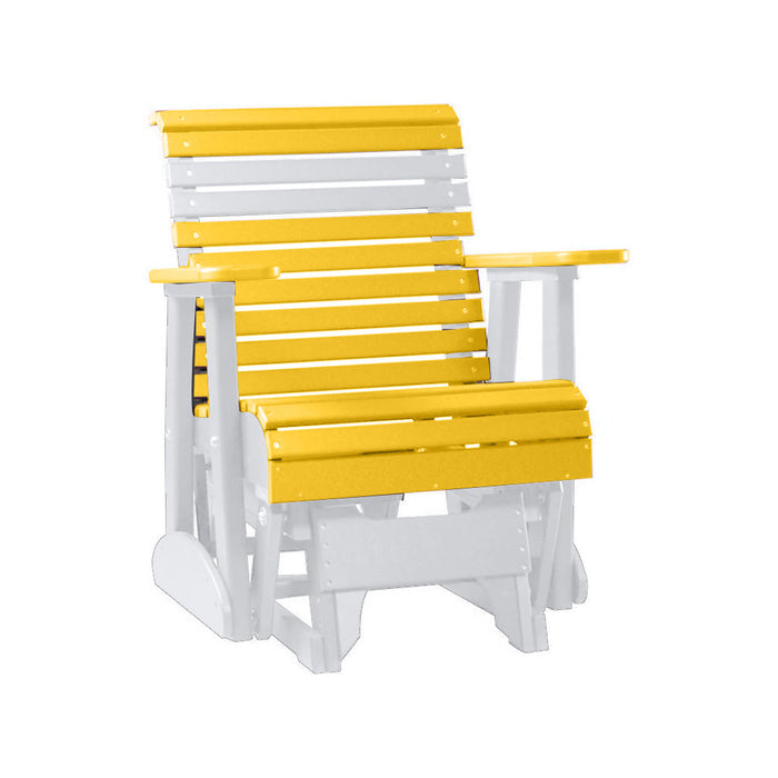 LuxCraft Yellow 2 foot Rollback Recycled Plastic Glider Chair With Cup Holder