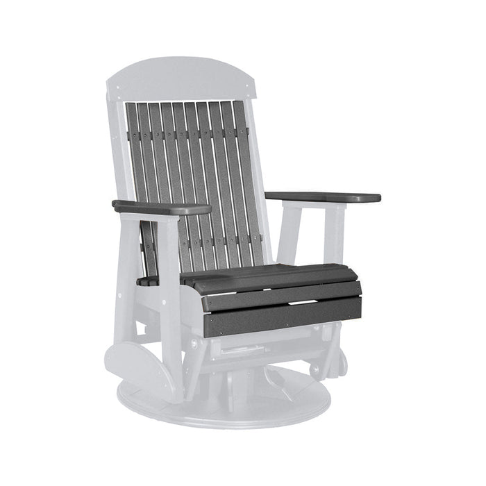 LuxCraft Slate 2 foot Classic Highback Recycled Plastic Swivel Glider Chair With Cup Holder