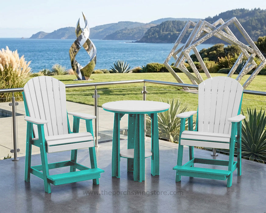 LuxCraft Aruba Blue on White Poly Balcony Table Dining Sets