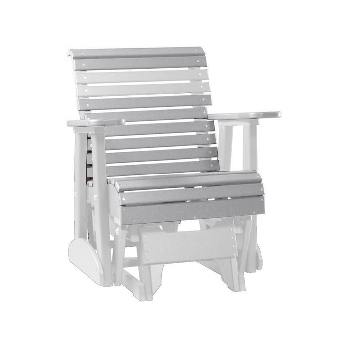 LuxCraft Dove Gray 2 foot Rollback Recycled Plastic Glider Chair With Cup Holder