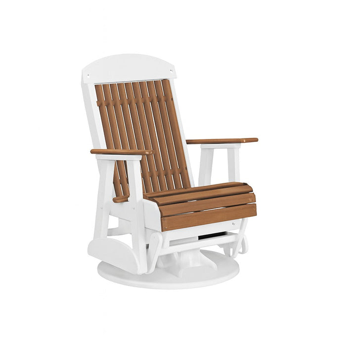 LuxCraft Antique Mahogany 2 foot Classic Highback Recycled Plastic Swivel Glider Chair