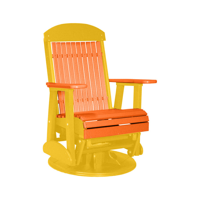 LuxCraft Tangerine 2 foot Classic Highback Recycled Plastic Swivel Glider Chair With Cup Holder