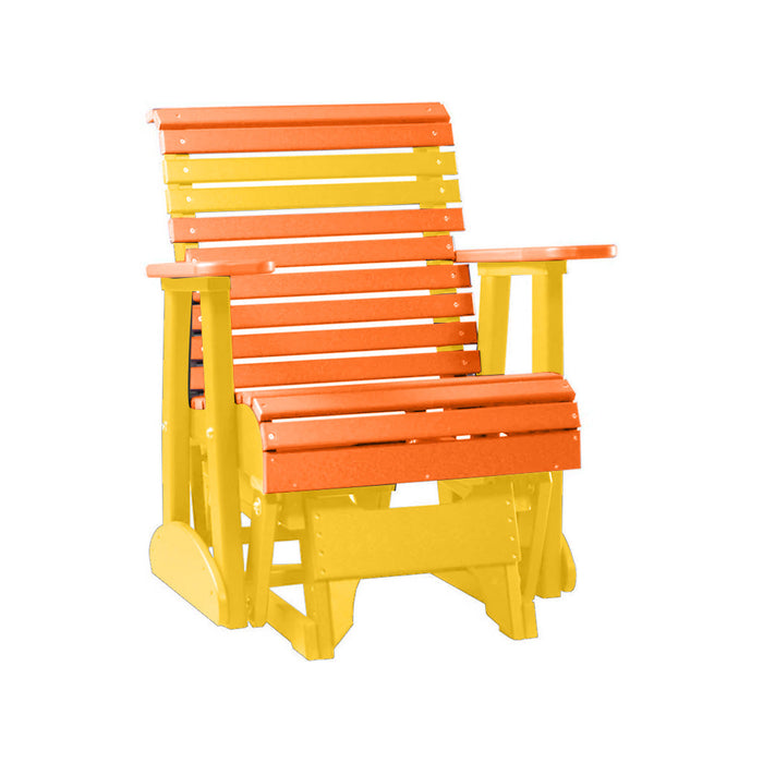 LuxCraft Tangerine 2 foot Rollback Recycled Plastic Glider Chair With Cup Holder