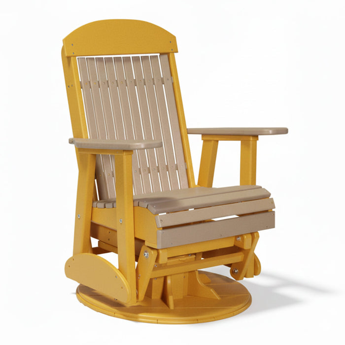 LuxCraft Weatherwood 2 foot Classic Highback Recycled Plastic Swivel Glider Chair With Cup Holder