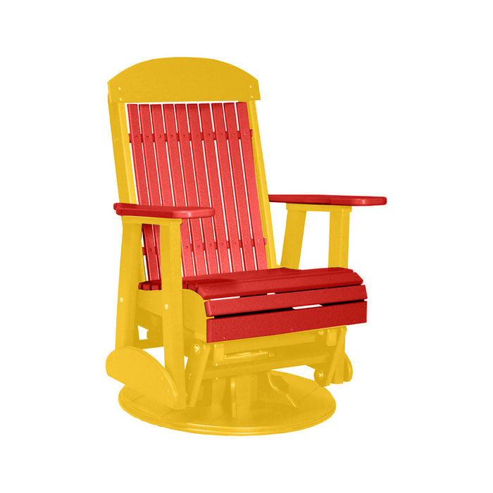LuxCraft Red 2 foot Classic Highback Recycled Plastic Swivel Glider Chair With Cup Holder