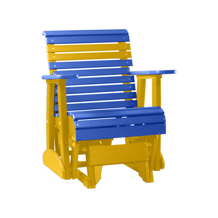 LuxCraft Blue 2 foot Rollback Recycled Plastic Glider Chair With Cup Holder