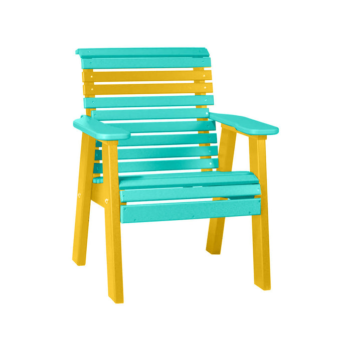 LuxCraft Aruba Blue 2' Rollback Recycled Plastic Chair With Cup Holder