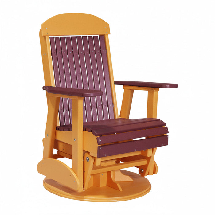 LuxCraft Cherry wood 2 foot Classic Highback Recycled Plastic Swivel Glider Chair
