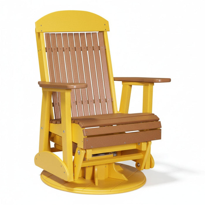 LuxCraft Cedar 2 foot Classic Highback Recycled Plastic Swivel Glider Chair With Cup Holder