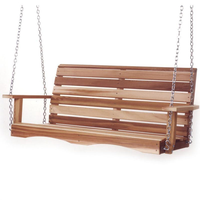 All Things Cedar Duncan 4ft. red cedar porch swing classic slatted back