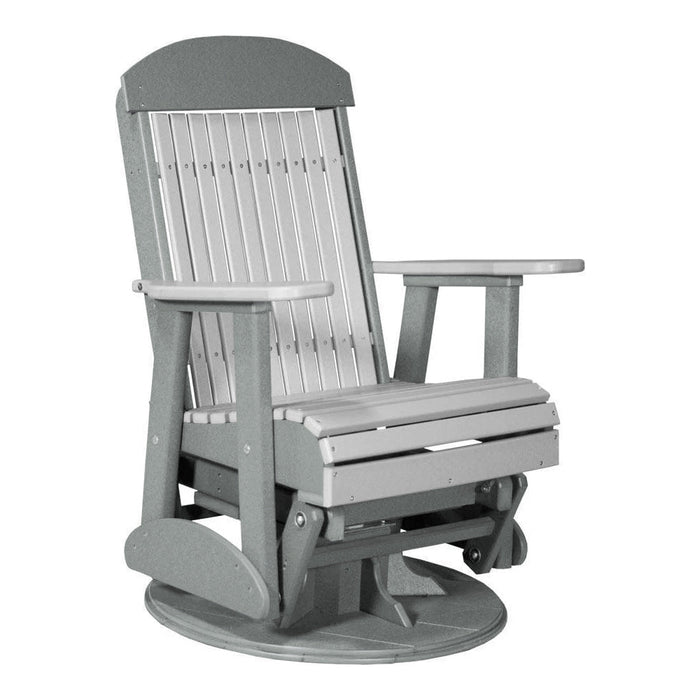LuxCraft Gray 2 foot Classic Highback Recycled Plastic Swivel Glider Chair