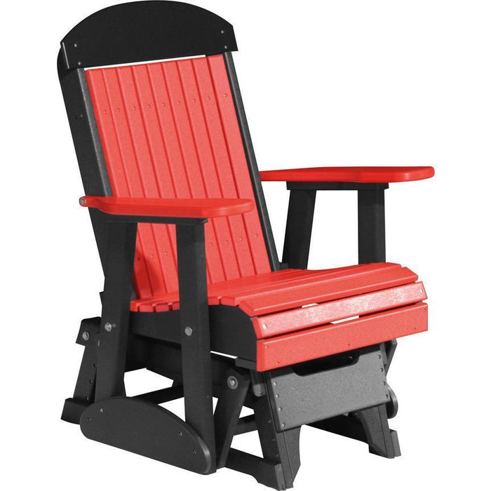 LuxCraft LuxCraft 2 foot Classic Highback Recycled Plastic Glider Chair Red on Black Glider Chair 2CPGRB