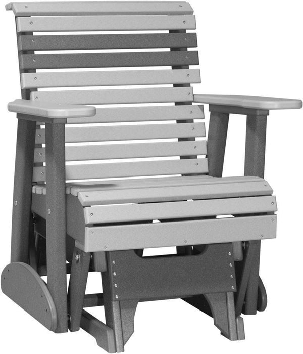 LuxCraft LuxCraft 2 foot Rollback Recycled Plastic Glider Chair Dove Gray on Slate Glider Chair 2PPGDGS