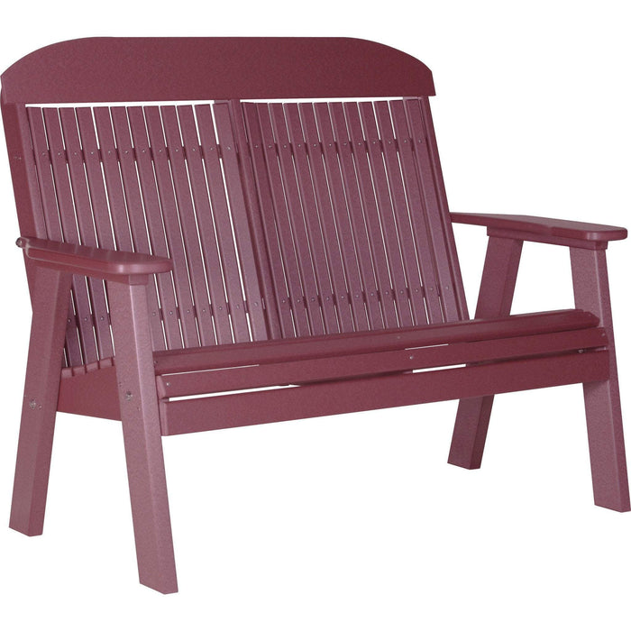 LuxCraft LuxCraft 4' Classic Highback Recycled Plastic Bench Cherry Outdoor Bench 4CPBCW