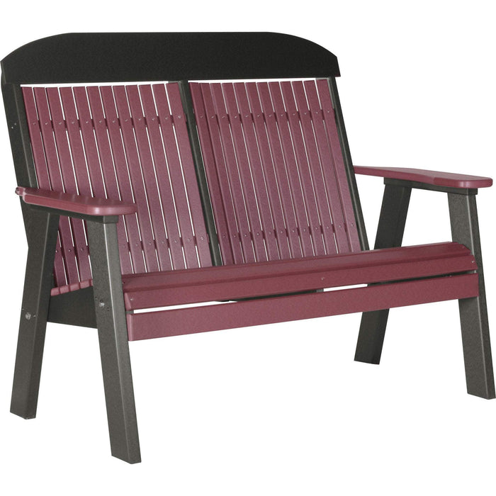 LuxCraft Banco Clásico Respaldo Alto 4 Pies — Cherrywood sobre Negro