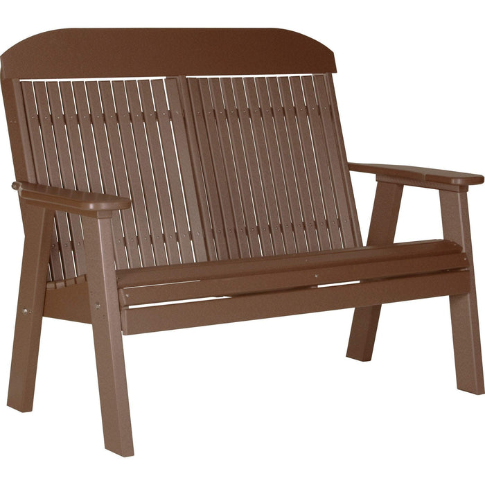 LuxCraft Banco Clásico Respaldo Alto 4 Pies — Castaño Marrón