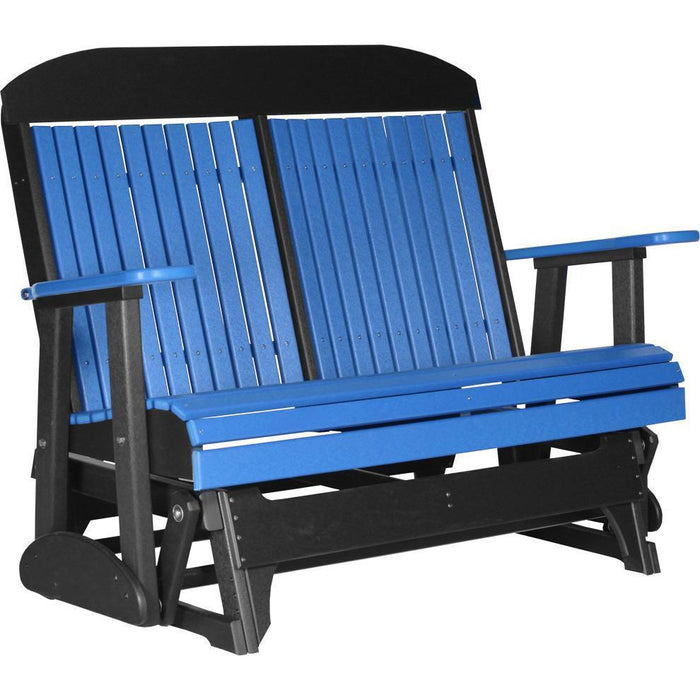 LuxCraft Banco Mecedora Respaldo Alto 4 Pies — Azul sobre Negro
