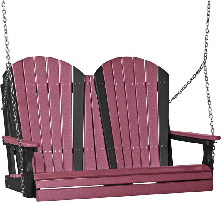 LuxCraft Columpio de Porche Adirondack 4 Pies — Cherrywood sobre Negro