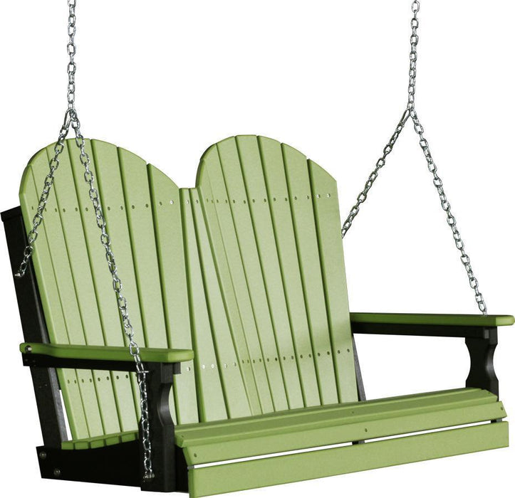 LuxCraft Adirondack 4ft. porch swing in lime green on black