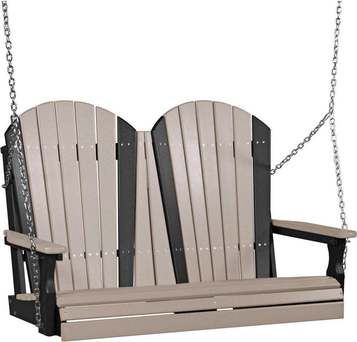 LuxCraft Columpio de Porche Adirondack 4 Pies — Weatherwood sobre Negro