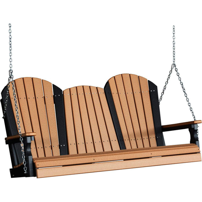 LuxCraft Columpio de Porche Adirondack 5 Pies — Cedro sobre Negro