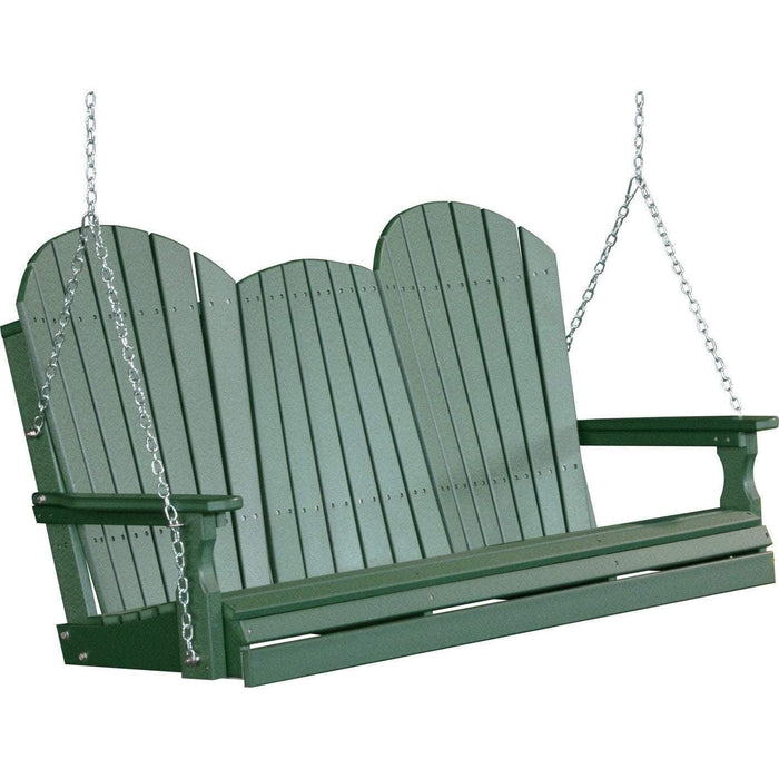 LuxCraft Adirondack 5ft. porch swing in green recycled poly
