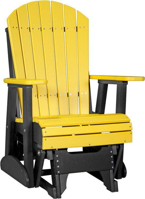 LuxCraft LuxCraft Adirondack Recycled Plastic 2 Foot Glider Chair With Cup Holder Yellow on Black Glider Chair 2APGYB