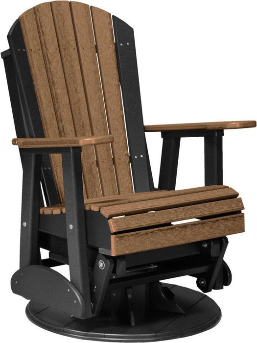 LuxCraft Silla Giratoria Mecedora Adirondack — Caoba Antigua sobre Negro
