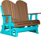 LuxCraft LuxCraft Antique Mahogany 4 ft. Recycled Plastic Adirondack Outdoor Glider Antique Mahogany on Aruba Blue Adirondack Glider 4APGAMAB