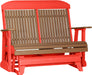 LuxCraft LuxCraft Antique Mahogany 4 ft. Recycled Plastic Highback Outdoor Glider Bench With Cup Holder Antique Mahogany Red Highback Glider