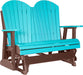 LuxCraft LuxCraft Aruba Blue 4 ft. Recycled Plastic Adirondack Outdoor Glider With Cup Holder Aruba Blue on Chestnut Brown Adirondack Glider 4APGABCB-CH