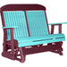 LuxCraft LuxCraft Aruba Blue 4 ft. Recycled Plastic Highback Outdoor Glider Bench With Cup Holder Aruba Blue Cherrywood Highback Glider 4CPGABCW