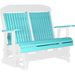 LuxCraft LuxCraft Aruba Blue 4 ft. Recycled Plastic Highback Outdoor Glider Bench With Cup Holder Aruba Blue White Highback Glider 4CPGABWH