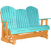 LuxCraft LuxCraft Aruba Blue 5 ft. Recycled Plastic Adirondack Outdoor Glider With Cup Holder Aruba Blue on Tangerine Adirondack Glider 5APGABT-CH