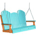 LuxCraft LuxCraft Aruba Blue Adirondack 5ft. Recycled Plastic Porch Swing With Cup Holder Aruba Blue on Tangerine / Adirondack Porch Swing Porch Swing 5APSABT-CH