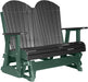 LuxCraft LuxCraft Black 4 ft. Recycled Plastic Adirondack Outdoor Glider With Cup Holder Black on Green Adirondack Glider 4APGBKG-CH