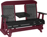 LuxCraft LuxCraft Black 5 ft. Recycled Plastic Highback Outdoor Glider With Cup Holder Black on Cherrywood Highback Glider 5CPGBKCW-CH