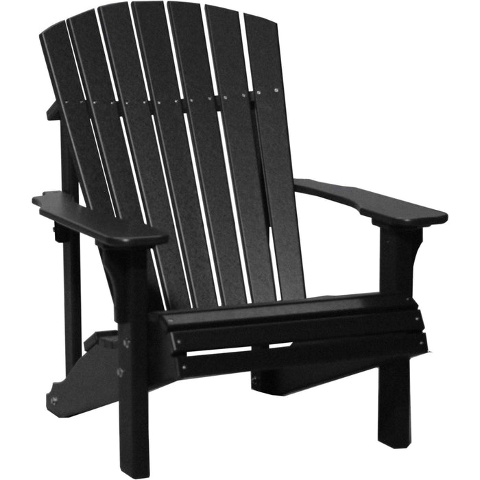 Black LuxCraft Deluxe recycled plastic Adirondack chair with built-in cup holder