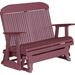 LuxCraft LuxCraft Cherry wood 4 ft. Recycled Plastic Highback Outdoor Glider Bench With Cup Holder Cherrywood Highback Glider 4CPGCW-CH