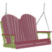 LuxCraft LuxCraft Cherry wood Adirondack 4ft. Recycled Plastic Porch Swing With Cup Holder Cherrywood on Lime Green / Adirondack Porch Swing Porch Swing 4APSCWLG-CH