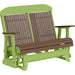 LuxCraft LuxCraft Chestnut Brown 4 ft. Recycled Plastic Highback Outdoor Glider Bench With Cup Holder Chestnut Brown on Lime Green Highback Glider 4CPGCBRLG-CH